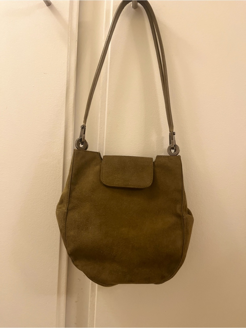 Vintage RODO Made in Italy Olive Green Suede Shoulder Bag